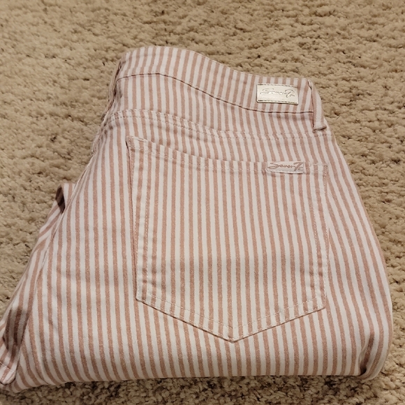 Seven7 Pants - Seven7 Mauve and White Striped Pants HIGH RISE SKINNY